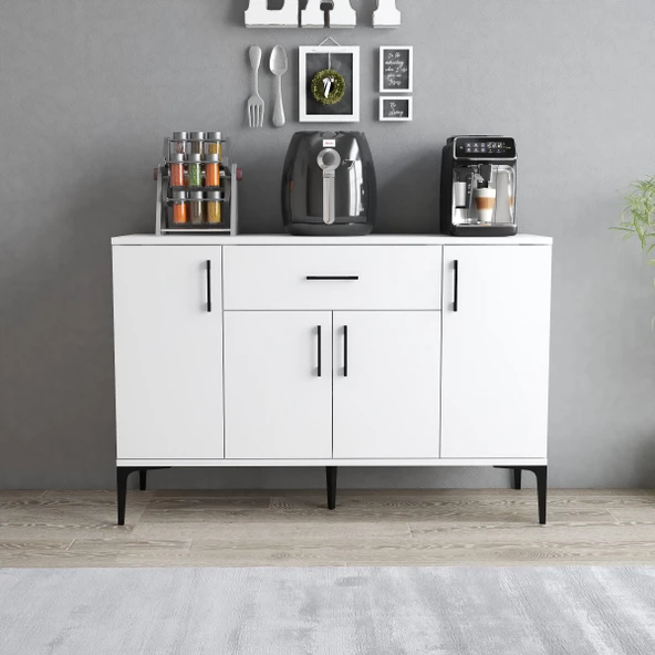 Tanmob MDL0301 Alt Çok Amaçlı Dolap 4 Kapaklı Çekmeceli Mutfak Dolabı Beyaz - 3