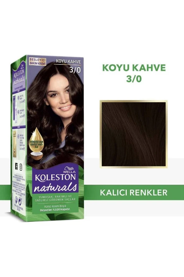 Koleston Naturals Saç Boyası 3/0 Koyu Kahve - 4