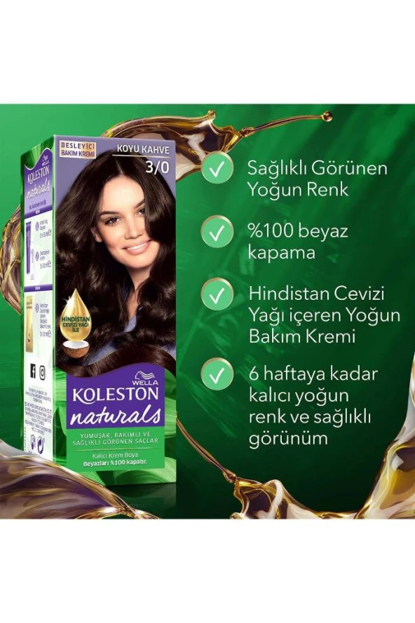 Koleston Naturals Saç Boyası 3/0 Koyu Kahve - 6