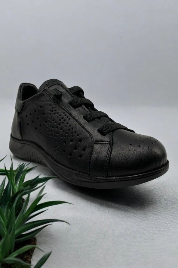 Mammamia D24YA-3755 Hakiki Deri Siyah Kadın Günlük Ayakkabı