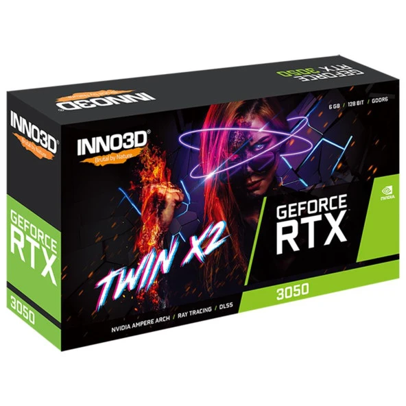 Inno3D Nvidia GeForce RTX3050 Twin x2 6GB 96Bit GDDR6 Ekran Kartı (N30502-06D6-1711VA60) - 3
