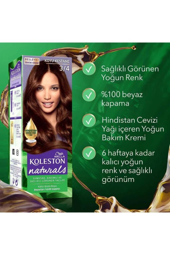 Koleston Naturals Saç Boyası 3/4 Koyu Kestane - 4