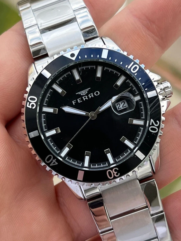 Ferro Çelik Kordon İç Fonksiyonları Aktif Chronograph 30 Mt Su Geçirmez Erkek Kol Saat EFT11238-A2 - Resim 3