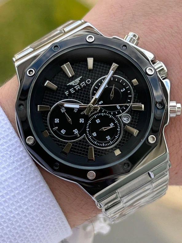 Ferro Çelik Kordon İç Fonksiyonları Aktif Chronograph 30 Mt Su Geçirmez Erkek Kol Saat EFM31365-A2 ürün görseli