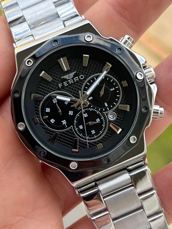 Ferro Çelik Kordon İç Fonksiyonları Aktif Chronograph 30 Mt Su Geçirmez Erkek Kol Saat EFM31365-A2 - Resim 3