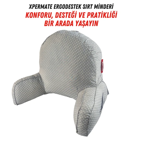 XPERMATE ErgoDestek Sırt Minderi Fermuarlı-Ameliyat Sonrası Yastık-TV Yastığı ve Sırt Yastığı Gripua