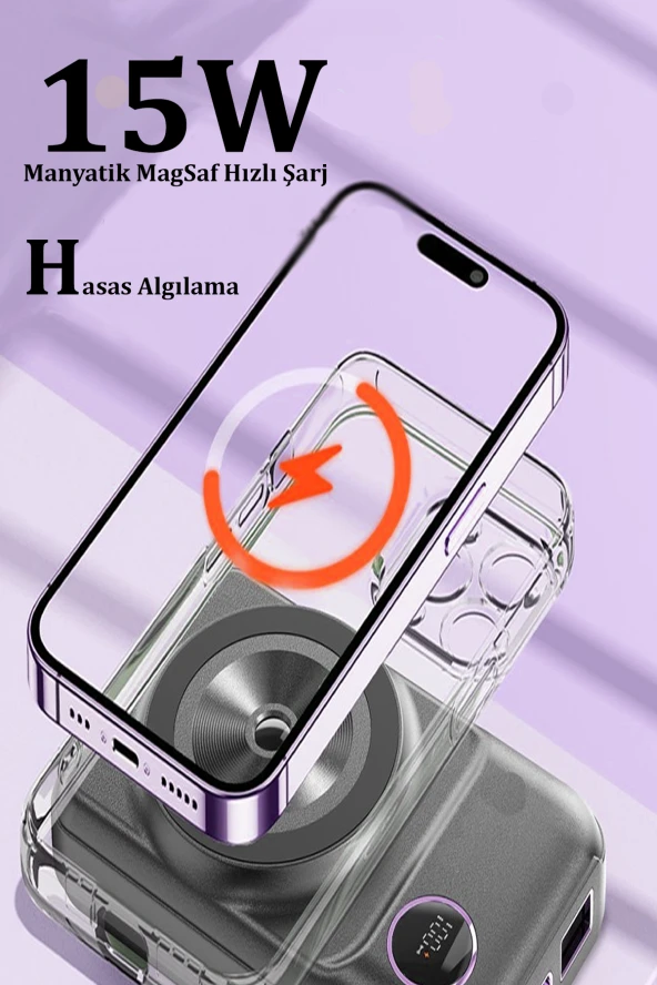 Qpen PD28 10.000 mAh 22.5W Kablosuz PD Hızlı Şarj Powerbank - Resim 4