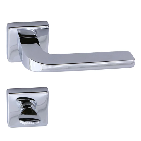 Tog Krom Renk Wc Banyo Kapı Kolu Kare Rozetli Kapı Kolları Sağa ve Sola Uygun Kulpu - Resim 6