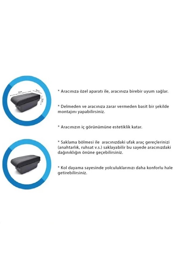 Volkswagen Golf 5  Delmesiz Vidasız Kol Dayama Kolçak Siyah Dikişli - Resim 3