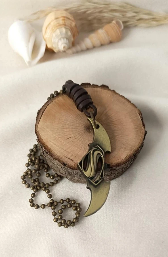 Kolye Süpermen Betmen Takı Erkek Kadın Takı Zincir Kolye Sarı - 2