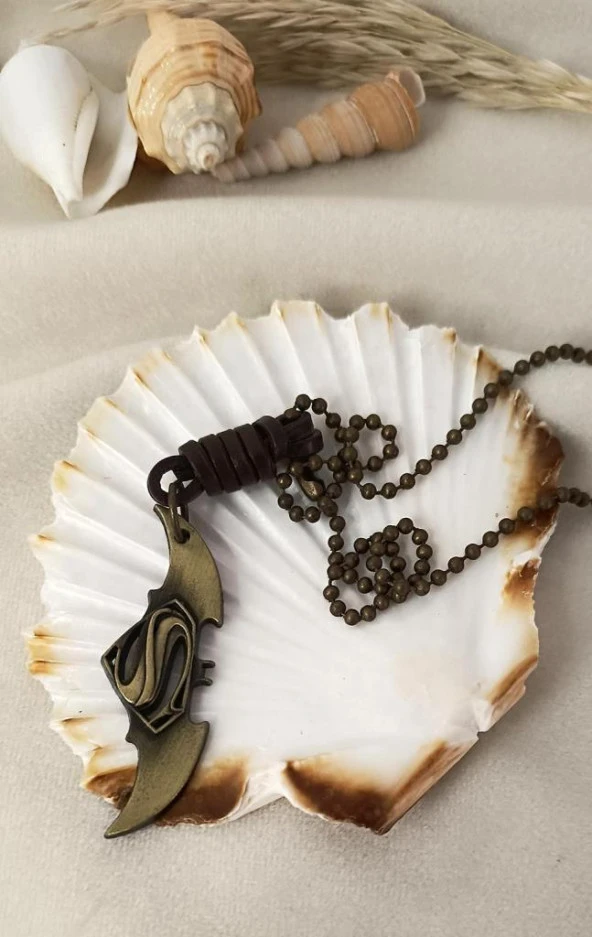 Kolye Süpermen Betmen Takı Erkek Kadın Takı Zincir Kolye Sarı - 4