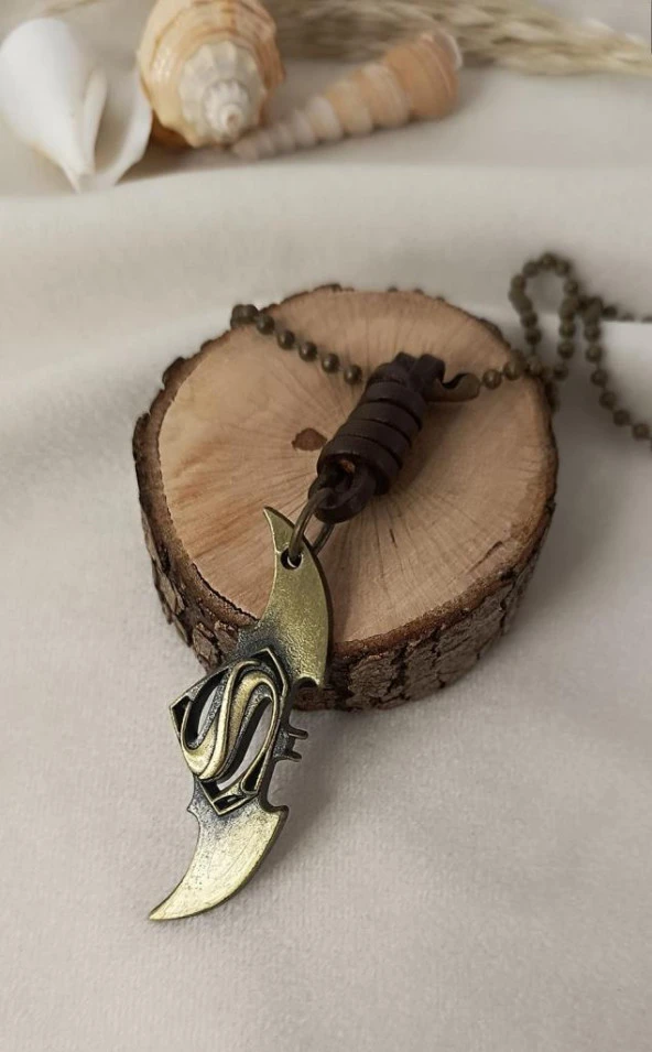 Kolye Süpermen Betmen Takı Erkek Kadın Takı Zincir Kolye Sarı - 5