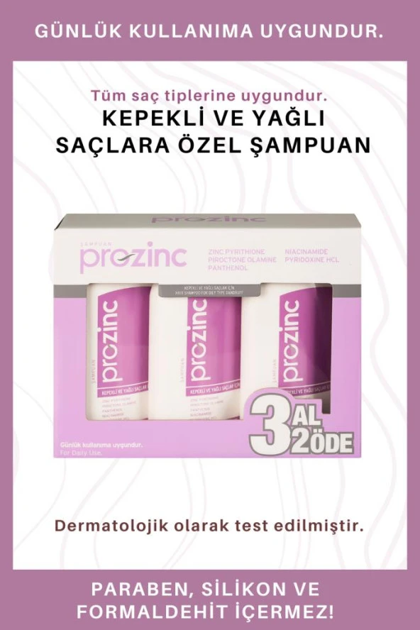 Prozinc Normal Ve Yağlı Saçlar 300 Ml 3 Al 2 Öde Şampuan Mor - 2
