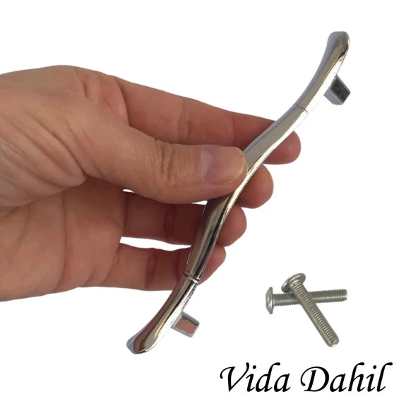 Ördek kulp Krom 96 mm Kulp Mobilya Mutfak Dolabı Çekmece Dolap Kapak Kulpu Kulbu Metal Kulp(5 Adet) - 2