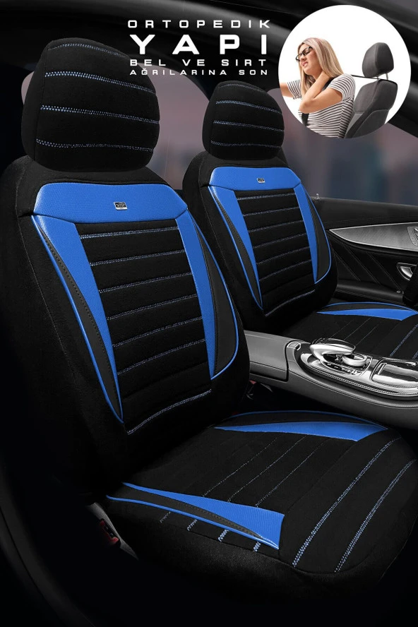 Chevrolet Captiva Suv 2011-2014 Aracınıza Uyumlu Koltuk Kılıfı Tay Tüyü Siyah Mavi