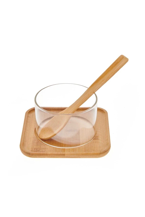 bambu tabaklı cam suffle seti - çok amaçlı altlıklı sunum kasesi 12 parça - 3