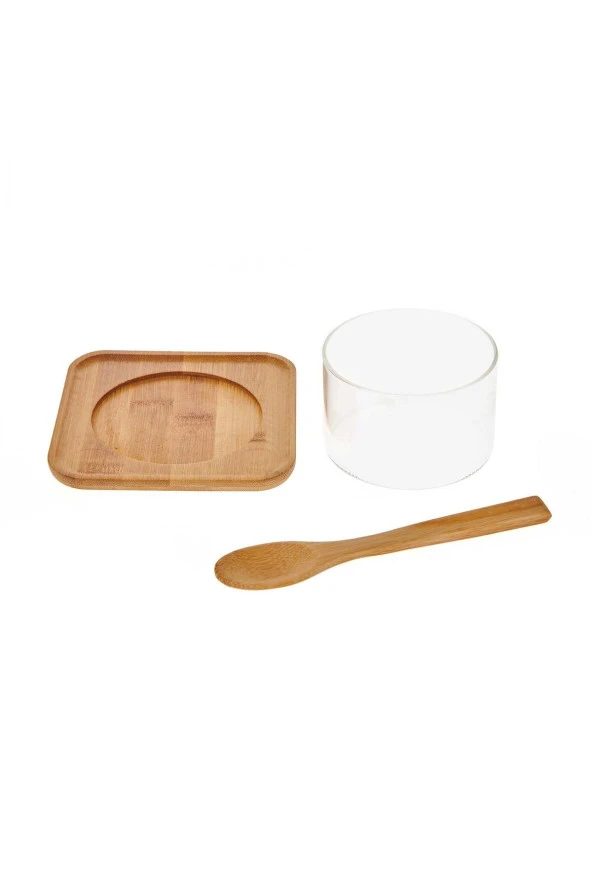 bambu tabaklı cam suffle seti - çok amaçlı altlıklı sunum kasesi 12 parça - 4