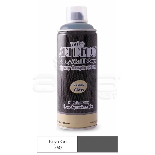 Artdeco Akrilik Sprey Boya 400ml 760 Koyu Gri ürün görseli 1