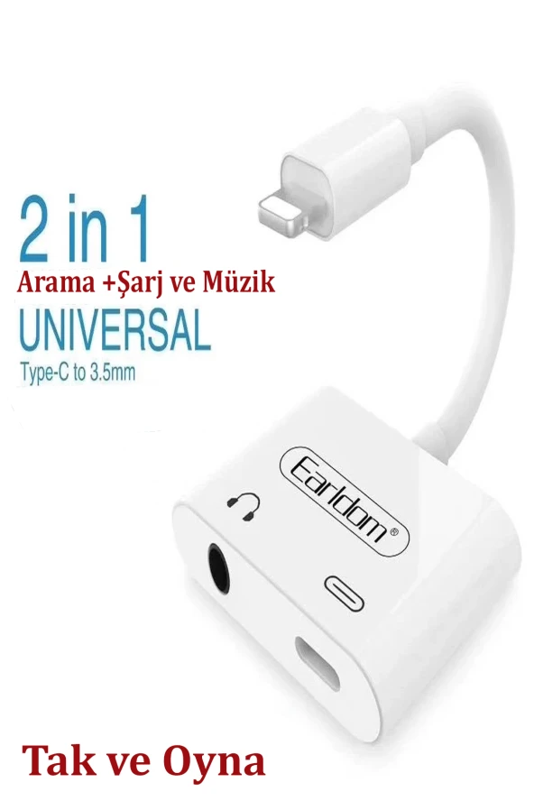 Qpen OT46 Tak Çalıştır Lightning to 2in1 Type-C ve Aux Dönüştürücü - Resim 4