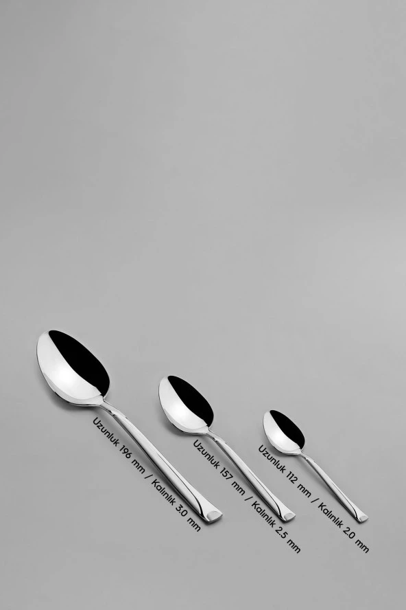 Nehir fiesta saten mat çatal kaşık bıçak takımı seti - 72 prç.kaşık seti - 5