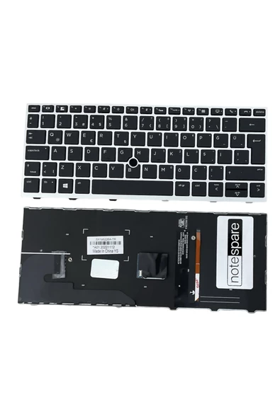 Hp ile Uyumlu EliteBook 830 G5 (3JX24EA), 830 G6 (6XD22EA) Klavye Işıklı Siyah TR Gümüş Çerçeveli