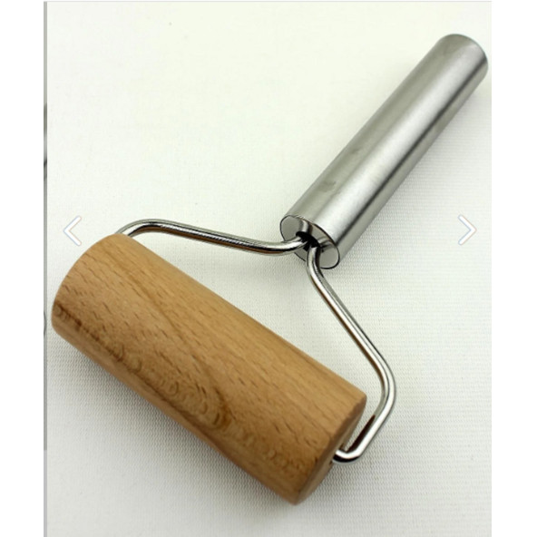 Hamur Şekillendirici İnox-metal Sap Ahşap Hamur Açma Ruleti 10x19cm