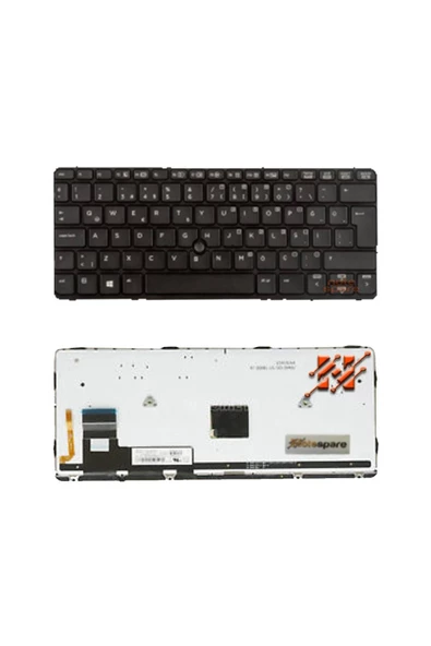 Hp ile Uyumlu EliteBook 710 G1, 720 G1, 720 G2, 725 G2 Notebook Klavye Işıklı Siyah TR