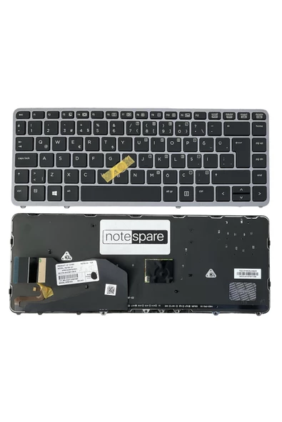 Hp ile Uyumlu EliteBook 840 G2 F1Q43EA, 840 G2 H9W17EA Klavye Işıklı Siyah TR Gümüş Çerçeveli