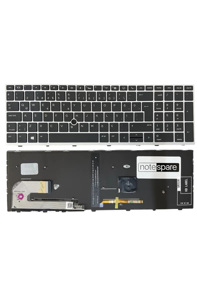 Hp ile Uyumlu Elitebook 850 G5 5SR88ES, 850 G5 5SR89ES Klavye Işıklı Siyah TR Gümüş Çerçeveli