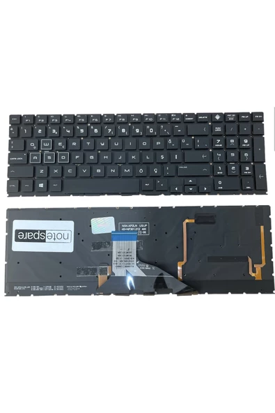 Hp ile Uyumlu Omen 15 L24369-001, 15 L24369-141 Klavye RGB Işıklı Siyah TR