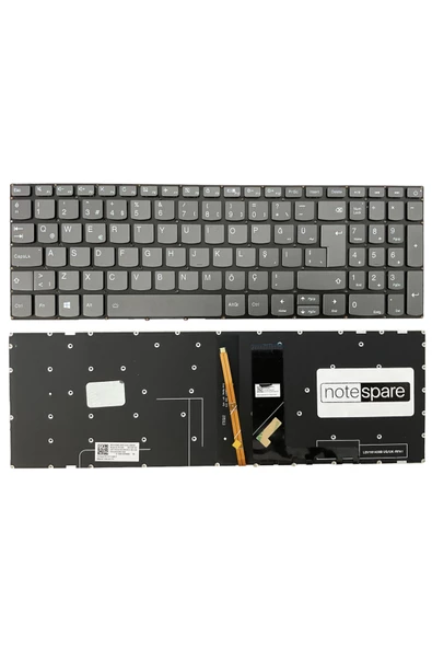 Lenovo ile Uyumlu V17 G2 82NX00ECTX Klavye Işıklı Füme TR Power Tuşlu Versiyon