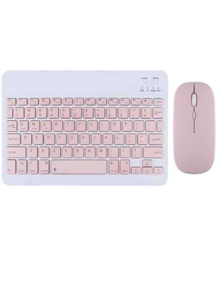 Apple iPad Pro 5. Nesil 12.9" Uyumlu Kablosuz Bluetooth Şarj Edilebilir Mini Q Klavye Mouse Seti - 3