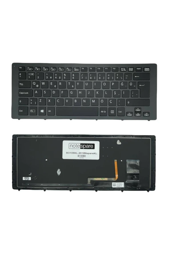 Sony ile Uyumlu Vaio SVF15N1C4E, SVF15N1C5E, SVF15N1E2E Notebook Klavye Işıklı Siyah TR