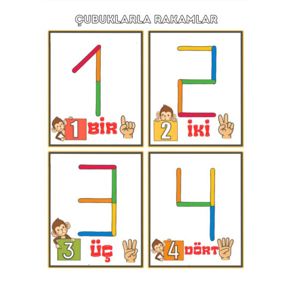 Okul Öncesi Çubuklarla Eğitim Seti (Alfabe-Sayılar-Şekiller) - 4