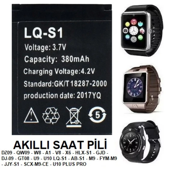 Day LQ-01 SCX-M9-CE Akıllı Saat Batarya - Pil 4.2 v 380mah Smart Watch