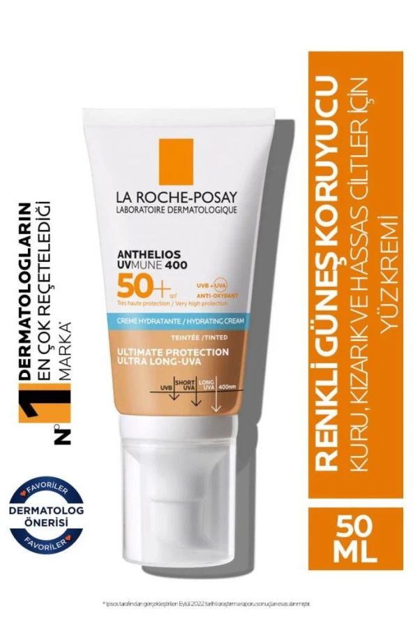 La Roche Posay Anthelios Uvmune400 Spf50 Hydrating Güneş Kremi 50 Ml-TİNTED (Renkli) - SKT:09/2026