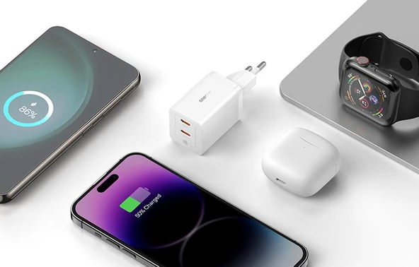 Baseus Gan5 Pro 40W Çift Type-C Girişli Şarj Cihazı İphone 12 13 14 15 Pro Max Şarj Başlık Akım Koruma - 7