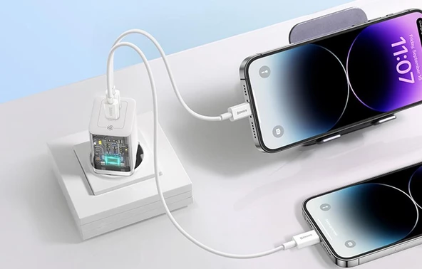 Baseus Gan5 Pro 40W Çift Type-C Girişli Şarj Cihazı İphone 12 13 14 15 Pro Max Şarj Başlık Akım Koruma - 6