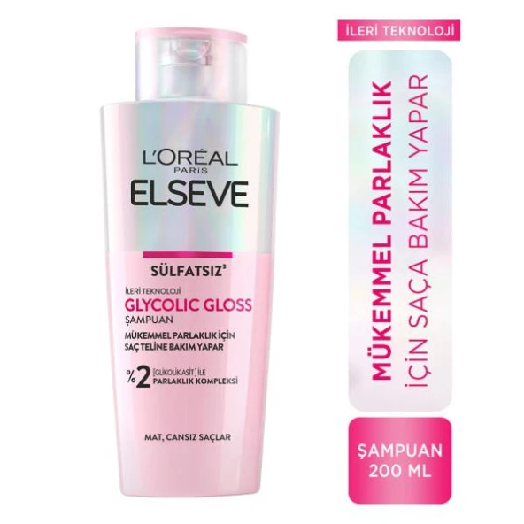 L'Oréal Paris Elseve Glycolic Gloss Mükemmel Parlaklık için Bakım Yapan Şampuan 200 ml