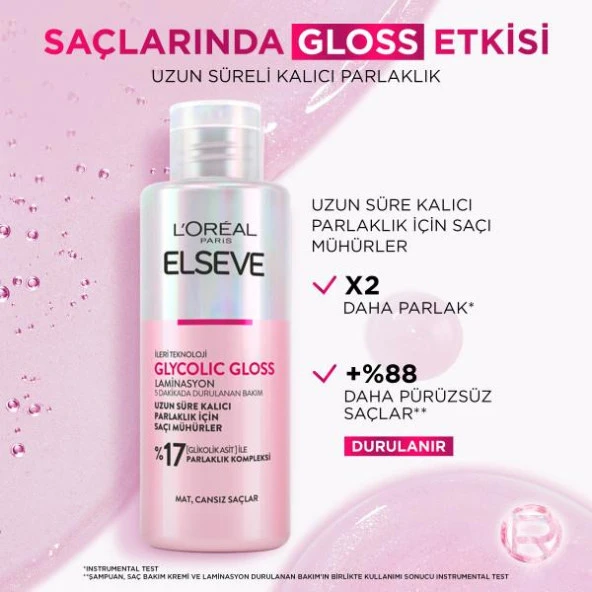 L'Oreal Paris Elseve Glycolic Gloss Parlaklığı Saça Mühürleyen Laminasyon 5 Dakikada Durulanan Bakım 200ml - 3