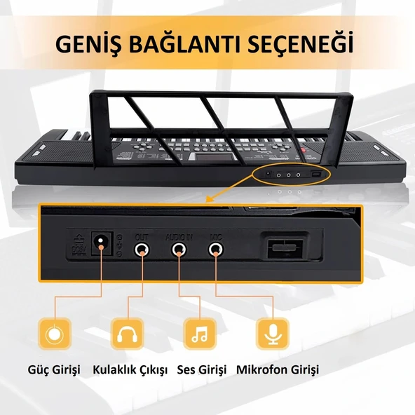 DailyTech 61 Tuşlu USB Dijital Klavye Piyano Profesyonel Büyük Çocuk Müzikal Elektronik Piyano Taşınabilir Çocuk Oyuncak - Resim 2