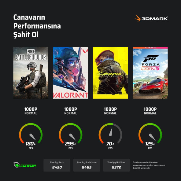 Monster Abra A5 V21.2.6 i5-12450H 8 GB 500 GB SSD 6 GB RTX4050 144 Hz 15.6" Free Dos FHD Dizüstü Bilgisayar - Resim 3