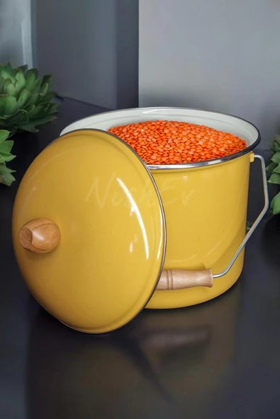 Nishev Zarif İnci İtalyan Emaye Yoğurt Tenceresi Emaye Bakraç 20cm 5lt - Sarı - 3