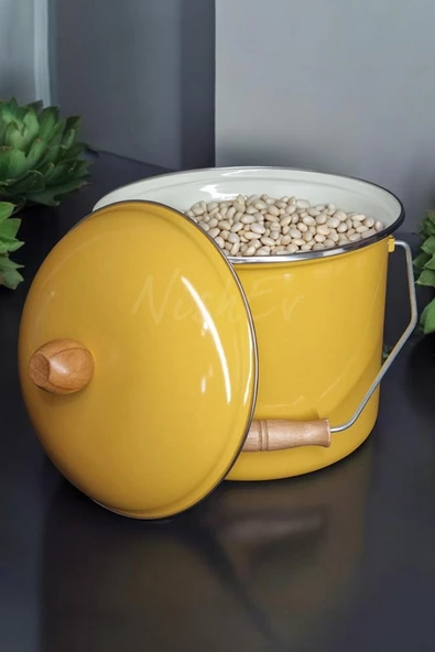 Nishev Zarif İnci İtalyan Emaye Yoğurt Tenceresi Emaye Bakraç 20cm 5lt - Sarı - 2