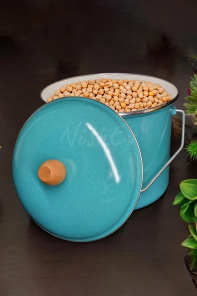 Nishev Zarif İnci İtalyan Emaye Yoğurt Tenceresi Emaye Bakraç 20cm 5lt - Turkuaz - 4