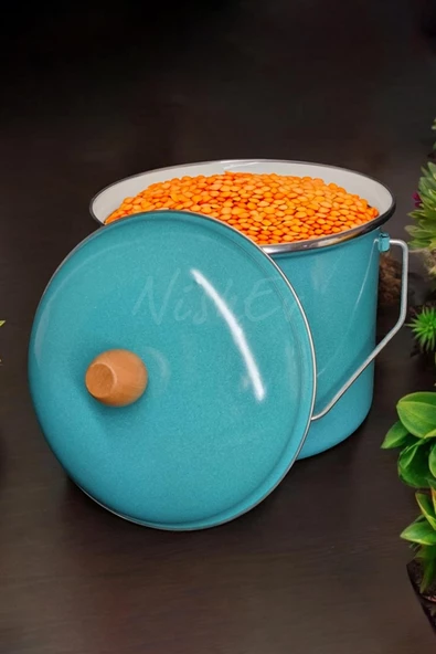 Nishev Zarif İnci İtalyan Emaye Yoğurt Tenceresi Emaye Bakraç 20cm 5lt - Turkuaz - 2