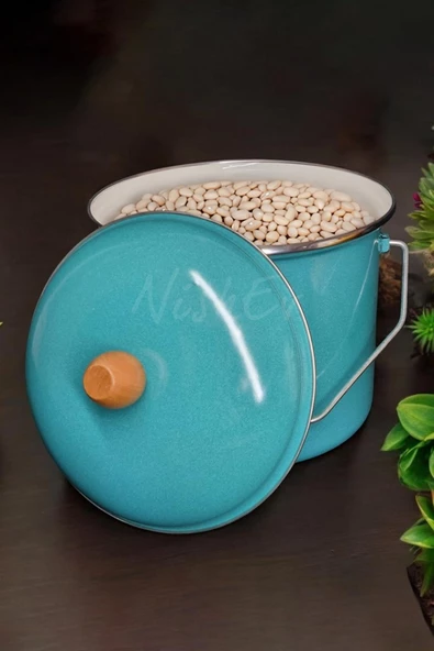Nishev Zarif İnci İtalyan Emaye Yoğurt Tenceresi Emaye Bakraç 20cm 5lt - Turkuaz - 3