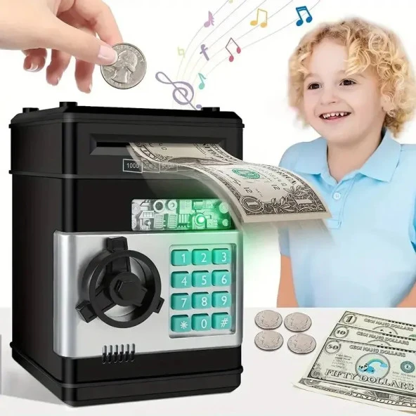 DailyTech Elektronik Kumbara Şifre Çocuklar İçin Kasa Para Dijital Paralar Nakit Tasarrufu Güvenlik Kasası Atm Makinesi Çocuk Hediye - 3