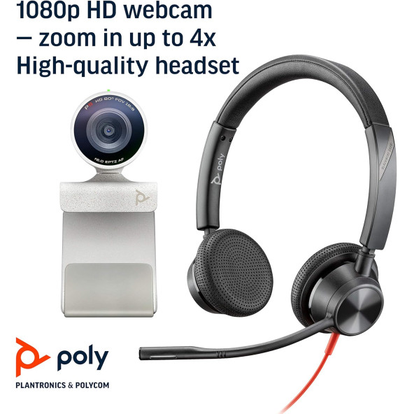 Poly - Studio P5 Webcam with Blackwire 3325 Headset Kit - 3