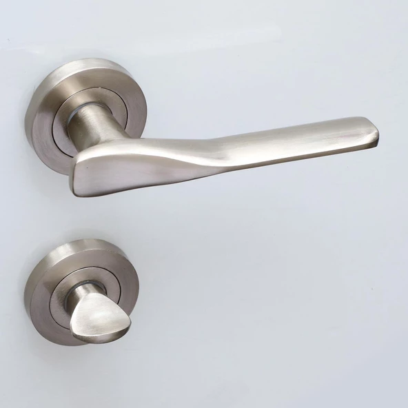 Royal Saten Wc Banyo Kapı Kolu Daire Rozetli Sürgülü Kapı Uyumlu Kulpu Sağ Sol Uygun Kolları - 6